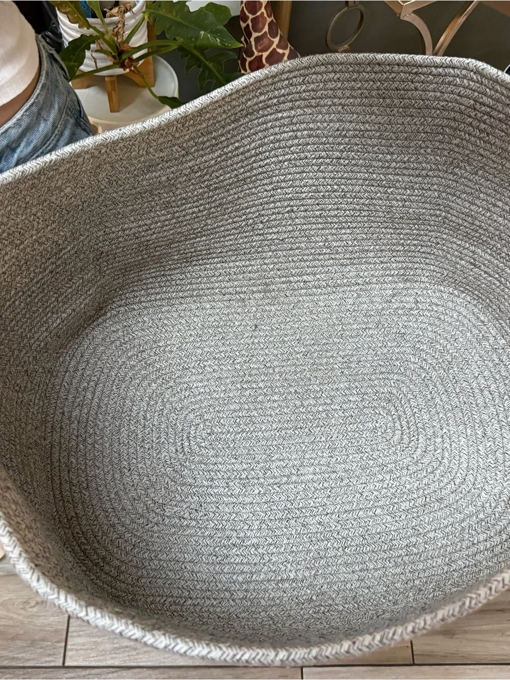 Extra Large Handwoven Storage Rope Basket Home Organizer – Natural Cream